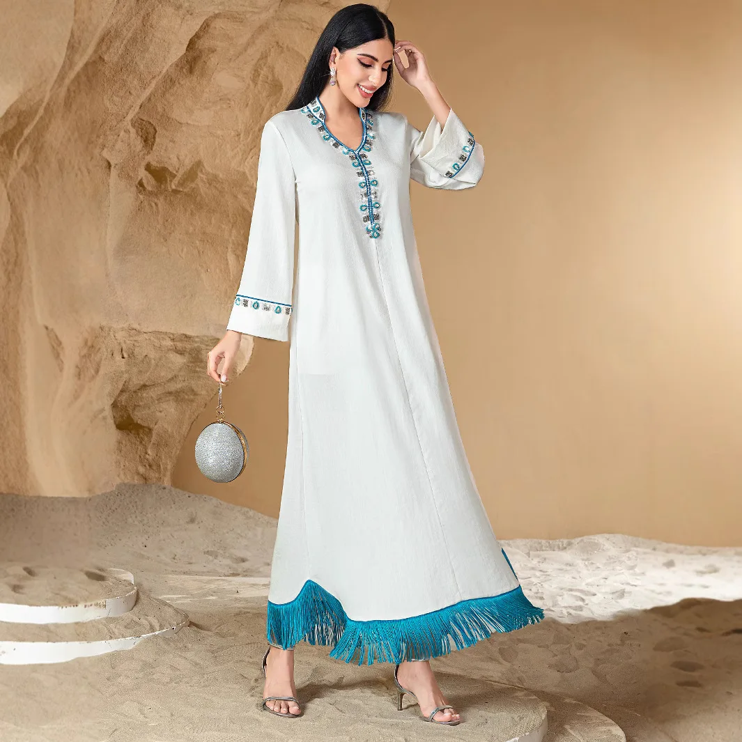 

Dubai Abaya Beading Jalabiya Eid Ramadan Muslim Women Maxi Dress Turkey Kaftan Islam Jalabiya Caftan Marocain Femme Robe Kebaya