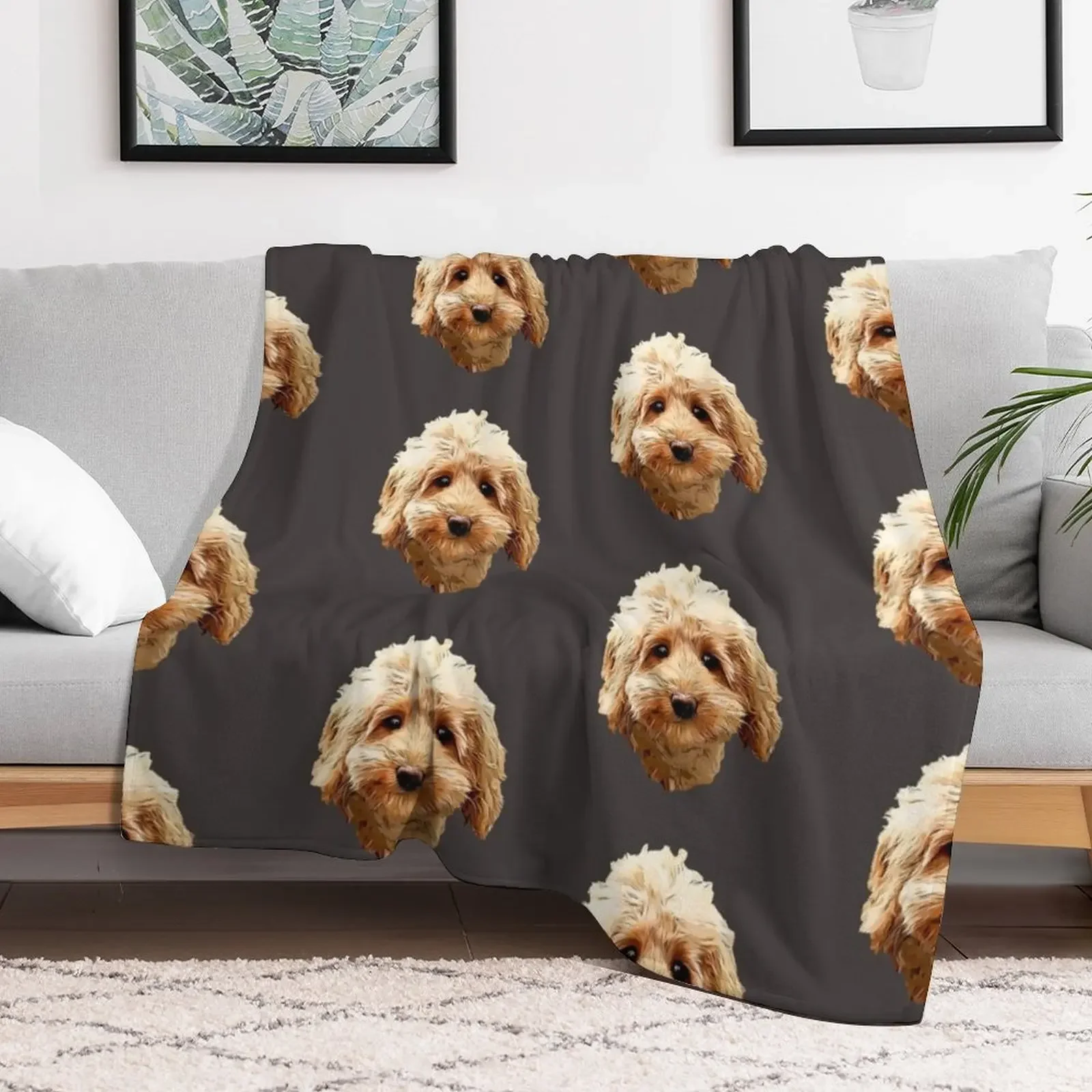 Cavapoo Cockapoo Doodle Cuteness Throw Blanket Travel Size Cozy Blanket for Plane Train