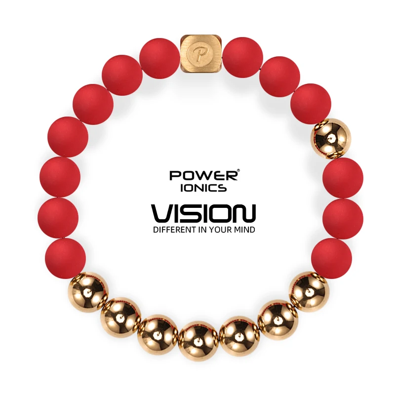 POWER IONICS 3000 Anions Silicone 18K Gold Plated Beads Bangle Elastic Bracelets Free Engrave