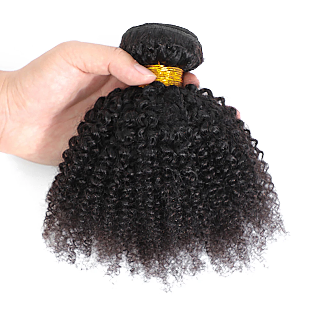 Afro Kinky Curly Human Hair Brazilian Virgin 100% Human Hair Extensions Natural Color Weave 1/3 Bundles Double Weft Extensions