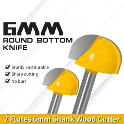 Round Ball Nose Router Bits Set, Fresa para madeira, CNC Carbide Cove Core Box Bit, Ferramentas de corte para madeira, 6-30mm Shank