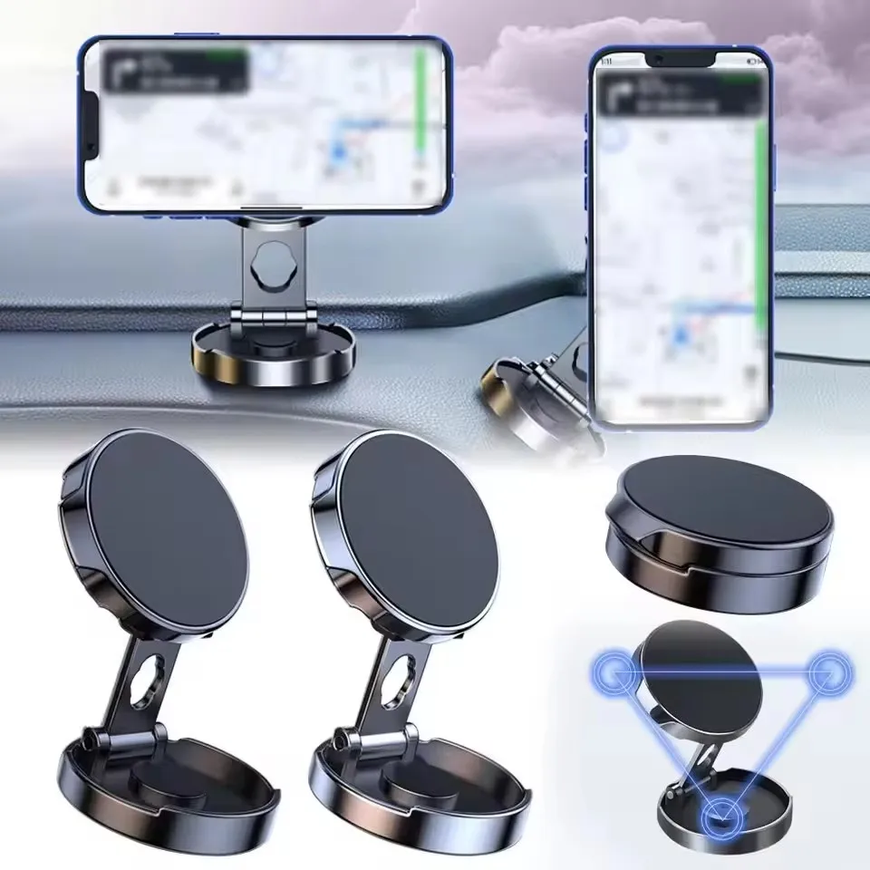 Strong Magnetic Mobile Phone Stand 720° Foldable Round Bracket Car Holder Support for Universal Phones Mount Holders In Car