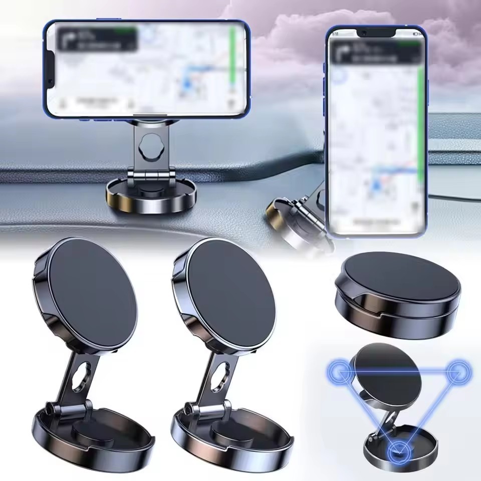  Strong Magnetic Mobile Phone Stand 720° Foldable Round Bracket Car Holder Support for Universal Phones Mount Holders In Car 