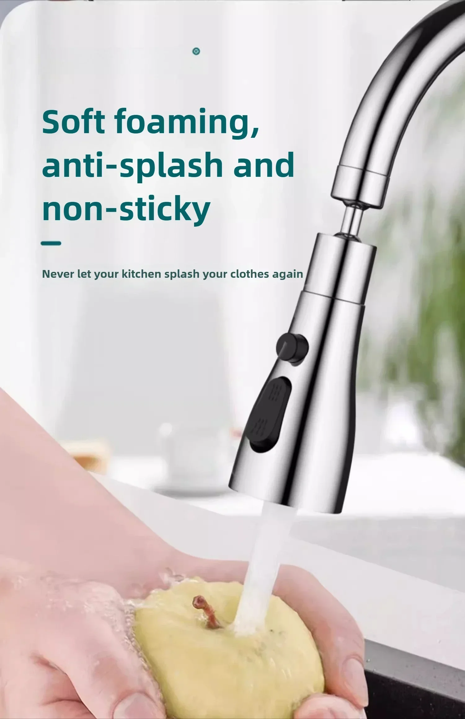 Universal 360° ° Drehen Küche Wasserhahn Extender Belüfter Kunststoff Spritzfilter Küche Waschbecken Wasserhahn Bubbler Düse Belüfter – Detail 13