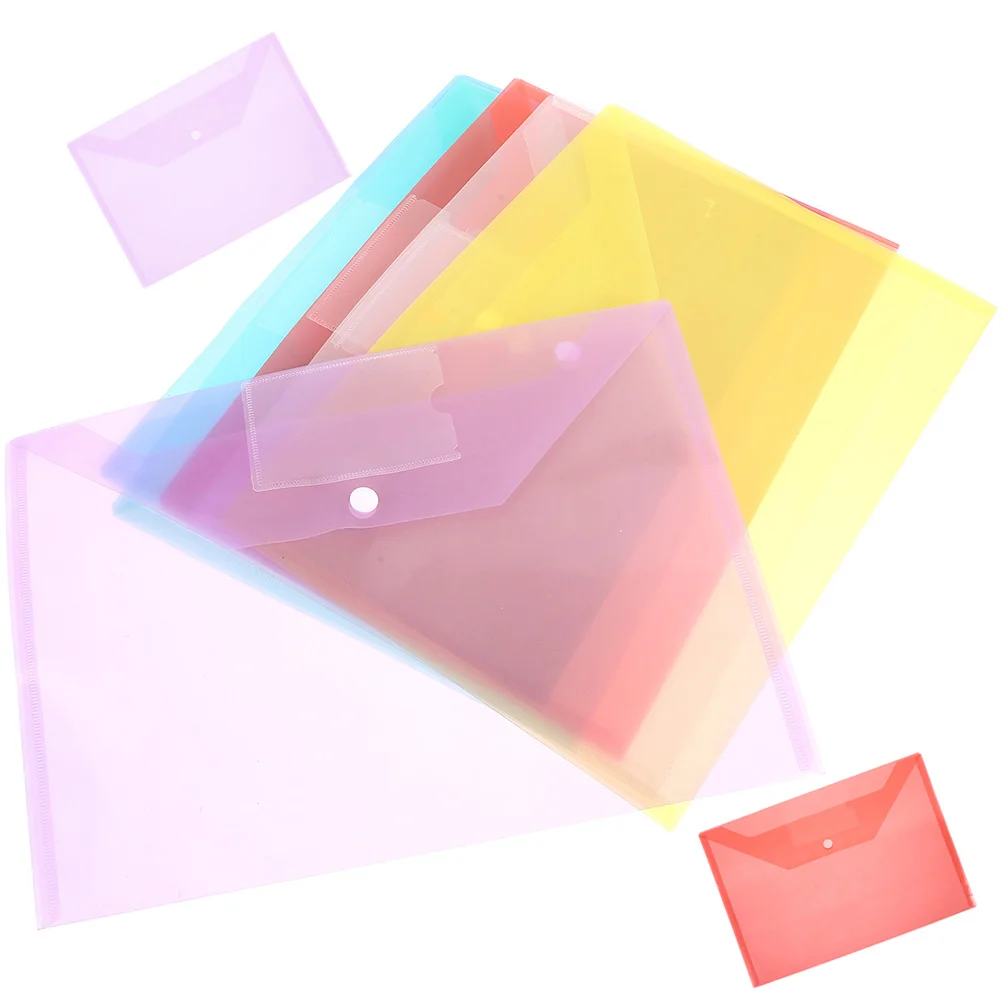 8 Pcs Folder File Button Design Bags Rack Practical Organizers Waterproof Document Holder Transparent Pp Plastic Office