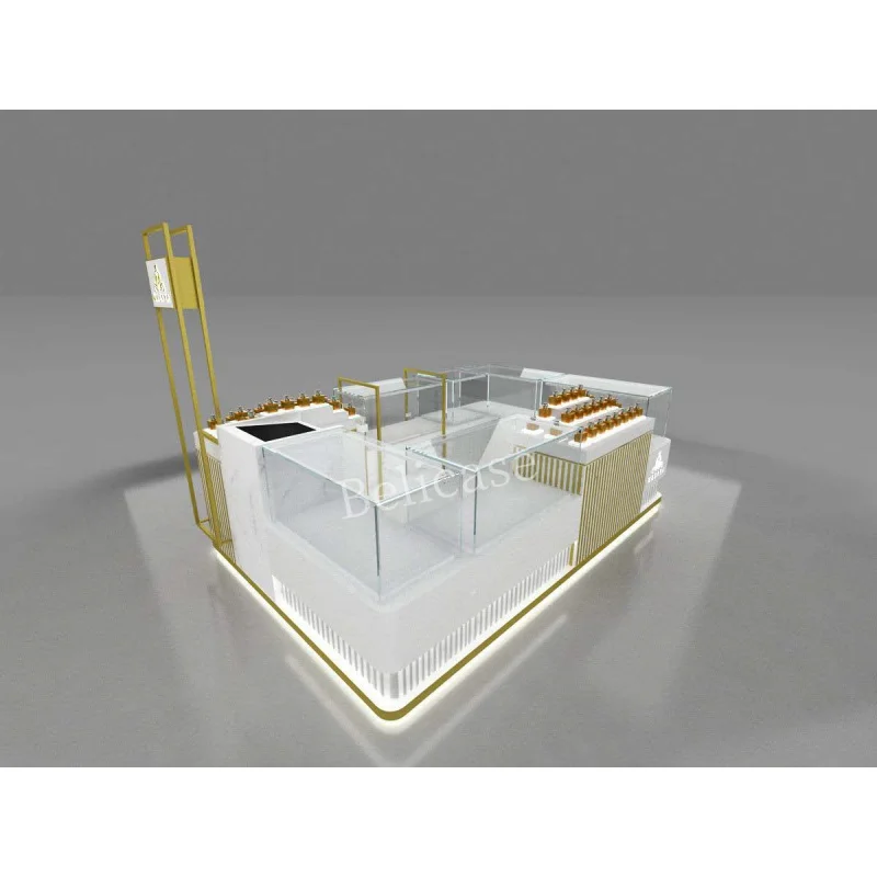 Custom, custom made perfume showcase glass display counter shopping center modern perfume kiosk display furniture design