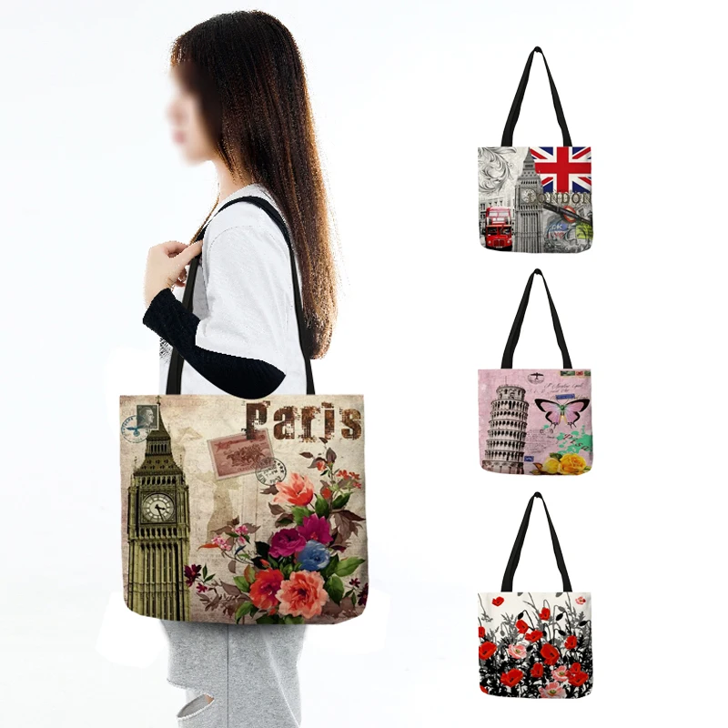 Retro British France Shopping Bag Casual Women Totes Shoulder Bags Female Handbag for Women 2022