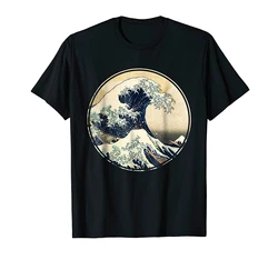 Japanese Kanagawa Great Wave T-shirt Men Women Tees Men Cottno Streetwear heavyweight fashion Round manga vintage anime clothes