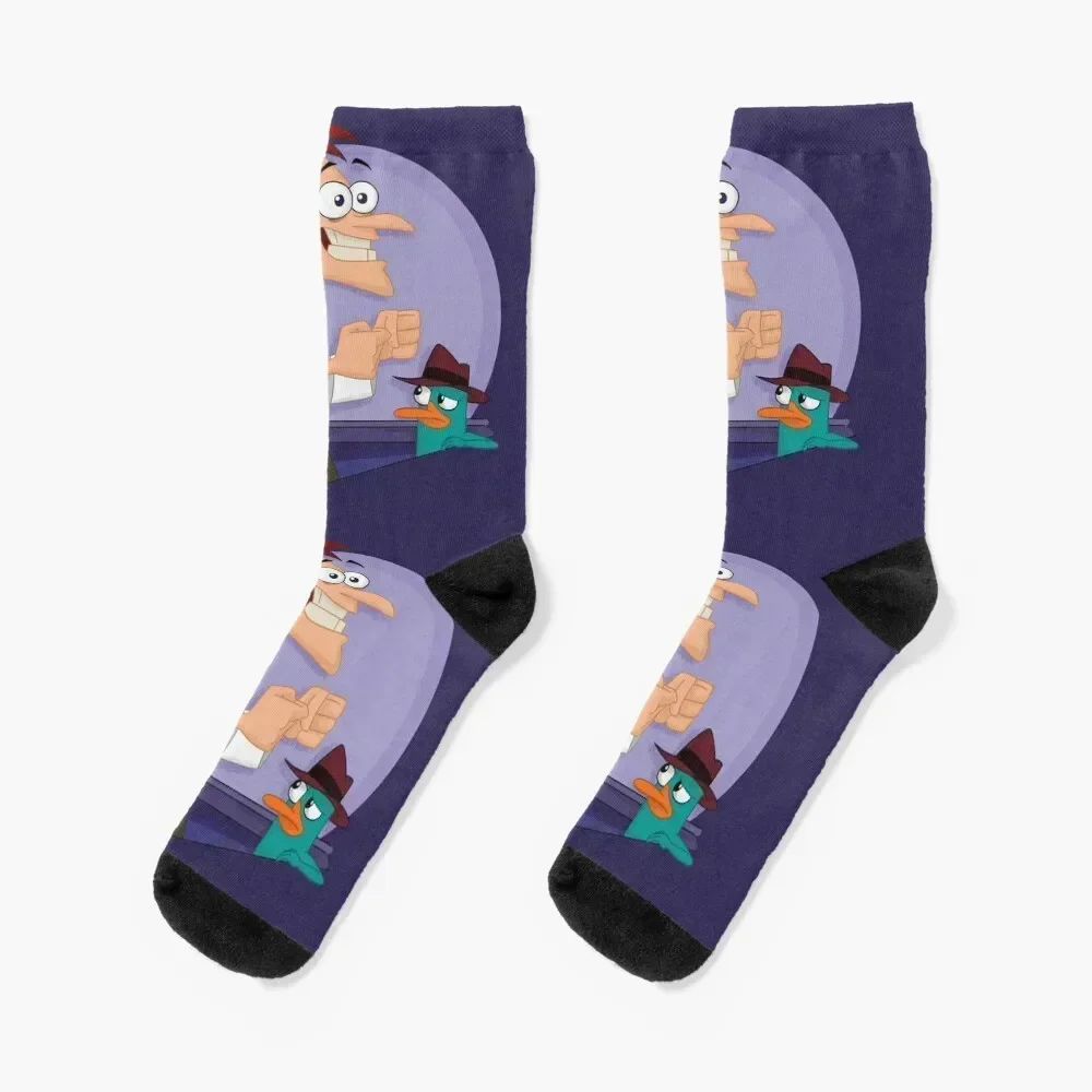 

Doof and Perry Socks christmass gift snow bright garter Novelties Socks For Women Men's