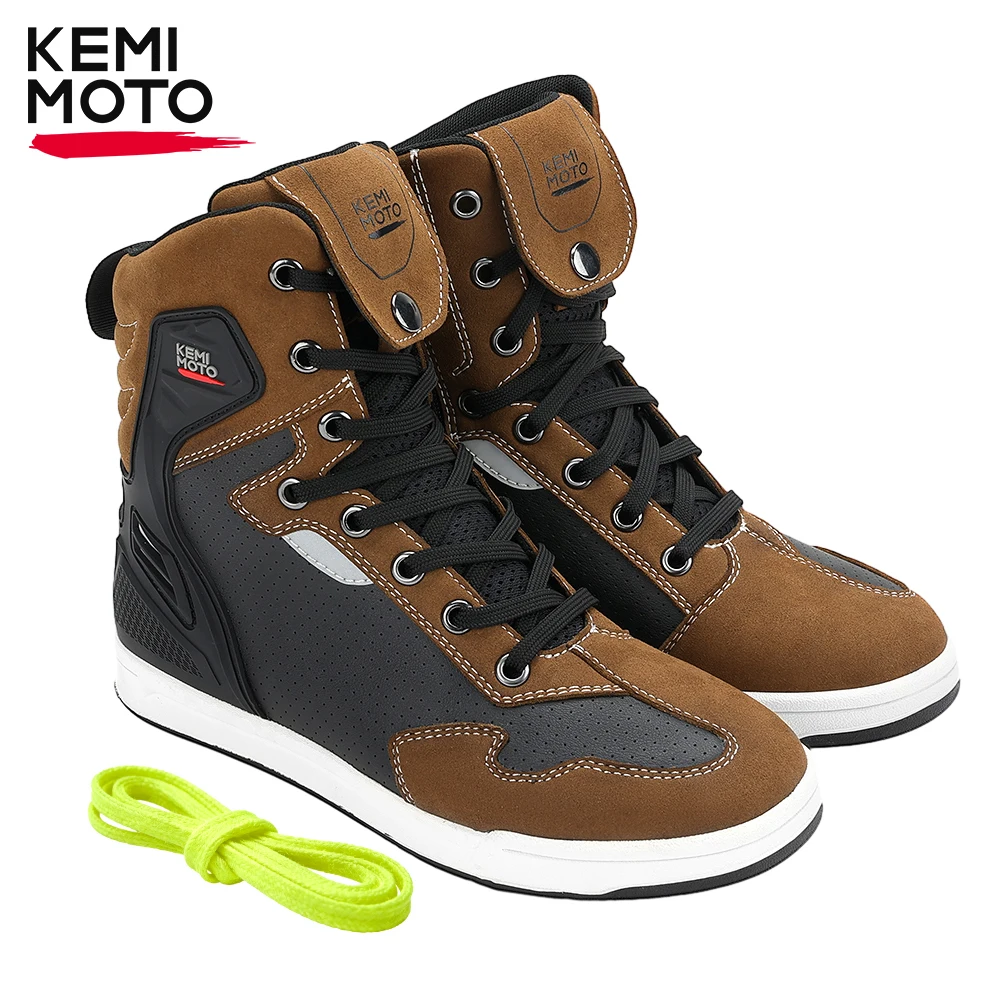 Motorcycle High-top Shoes Men Boots Riding Casual Sneakers Anti-collision Reflective Cycling Protection Anti-slip Motobike Gear