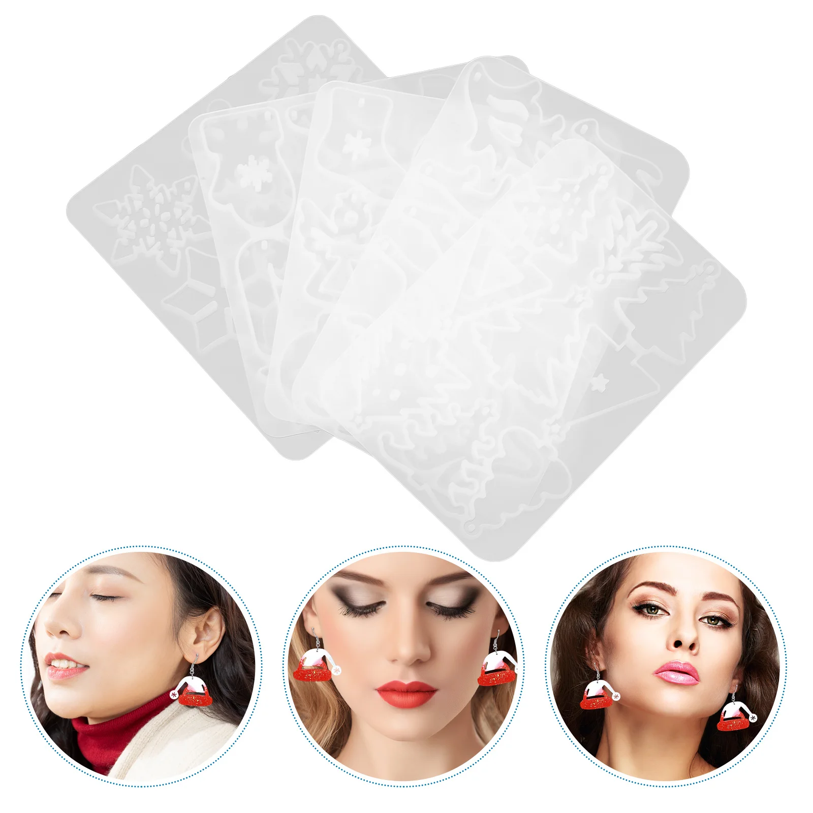 

5Pcs Christmas Earring Molds Silicone Resin Jewelry Making Festive Christmas Resin Molds Silicone