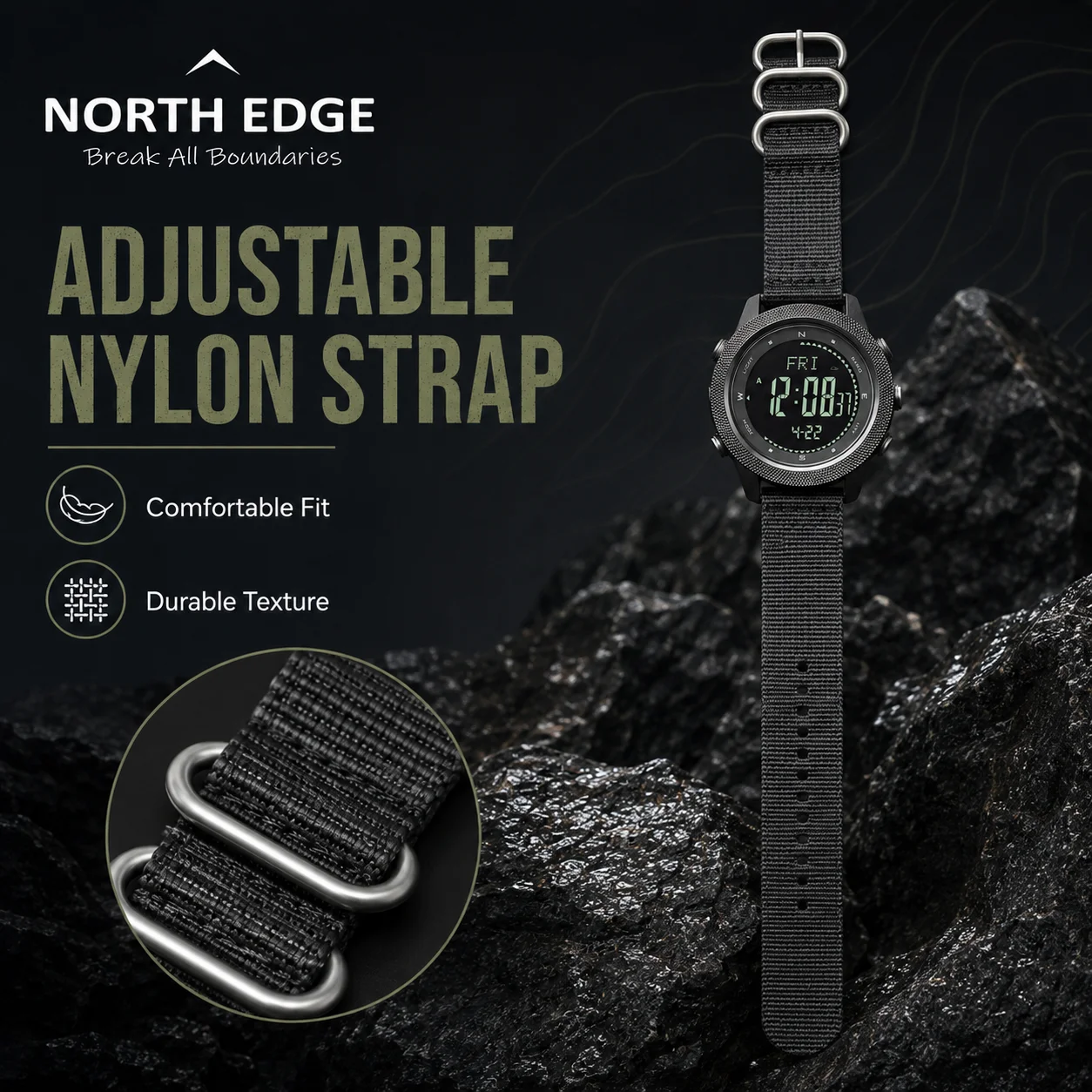 NORTH EDGE Apache-46 NEW Men's Outdoor Digital Watch,Built-In Altimeter, Barometer, Digital Compass, Long Battery Life