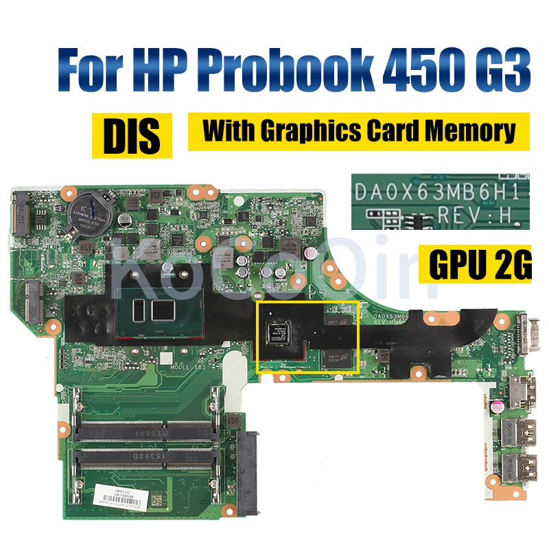 Imagem -04 - Placa-mãe Portátil para hp Probook 450 470 g3 Da0x63mb6h1 Pentium 3855u i3 i5 i7 6ª Geração Gpu 2g 830931601