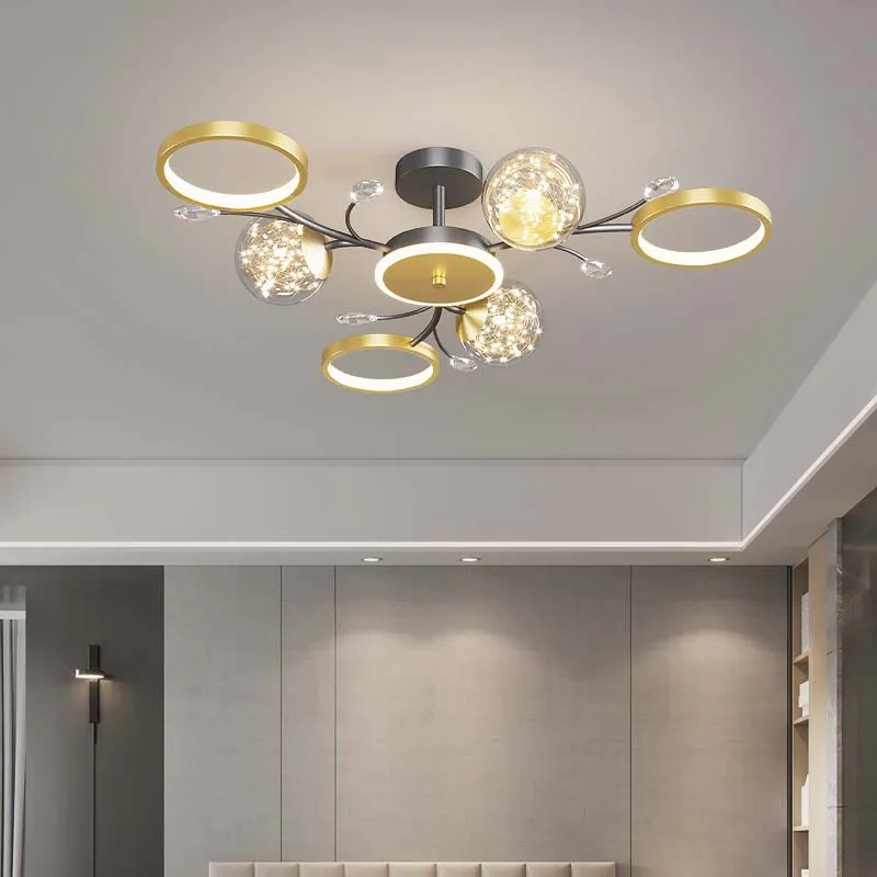 

Scandinavian LED living room lights new light luxury chandelier jewelry modern simple crystal atmosphere bedroom ceiling light