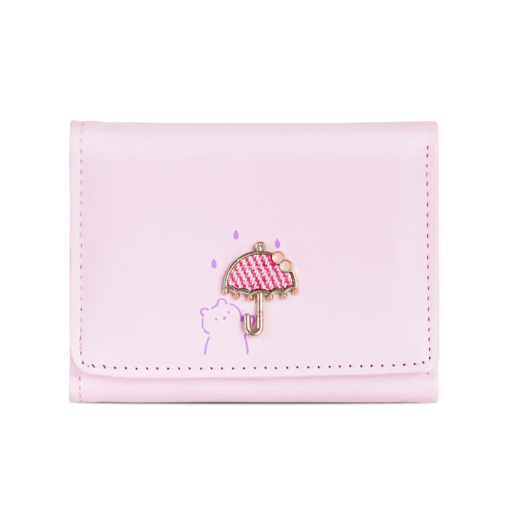 

Solid Color Cartoon Short Wallet Korean Style Multi-card Slot Three Fold Card Bag Clutch Bag PU Leather Coin Purse Outdoor