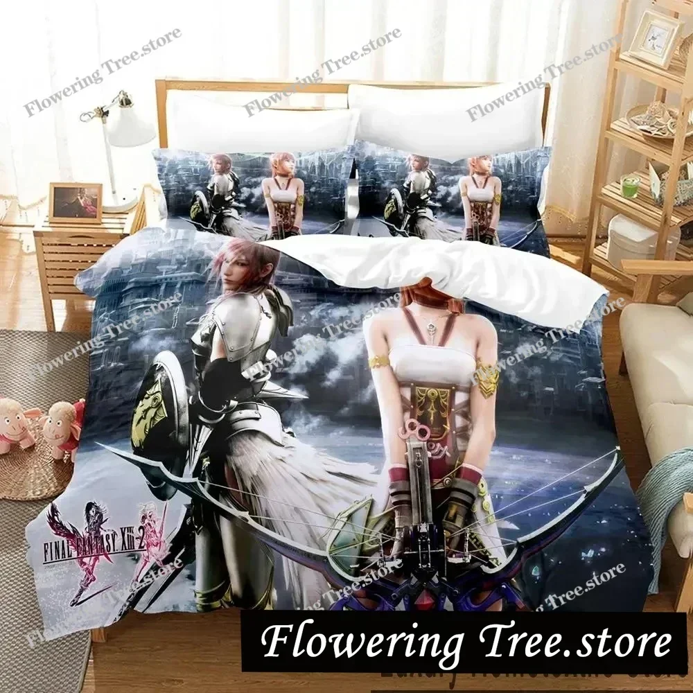 3D Print Anime Game FINAL FANTASY XIII-2 Bedding Set Boys Girls Twin Queen King Size Duvet Cover Pillowcase Bed boys Adult029592