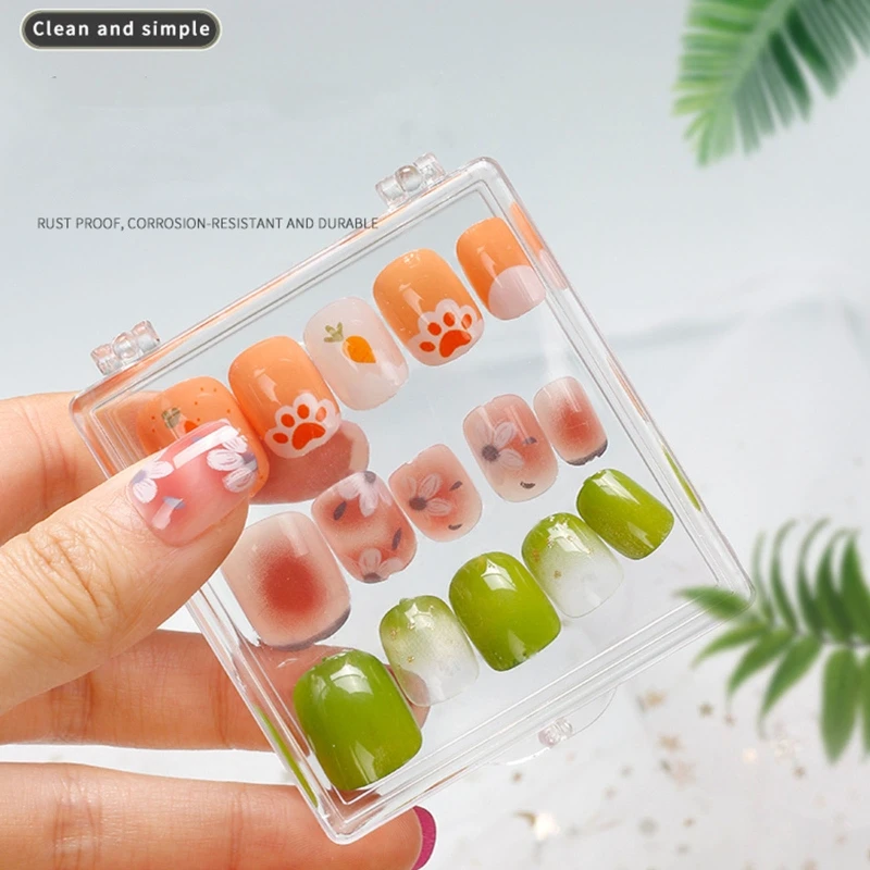 Artificial Press On Storage Box,Empty Clear Tips Display Storage Box for False Nails Art Tools