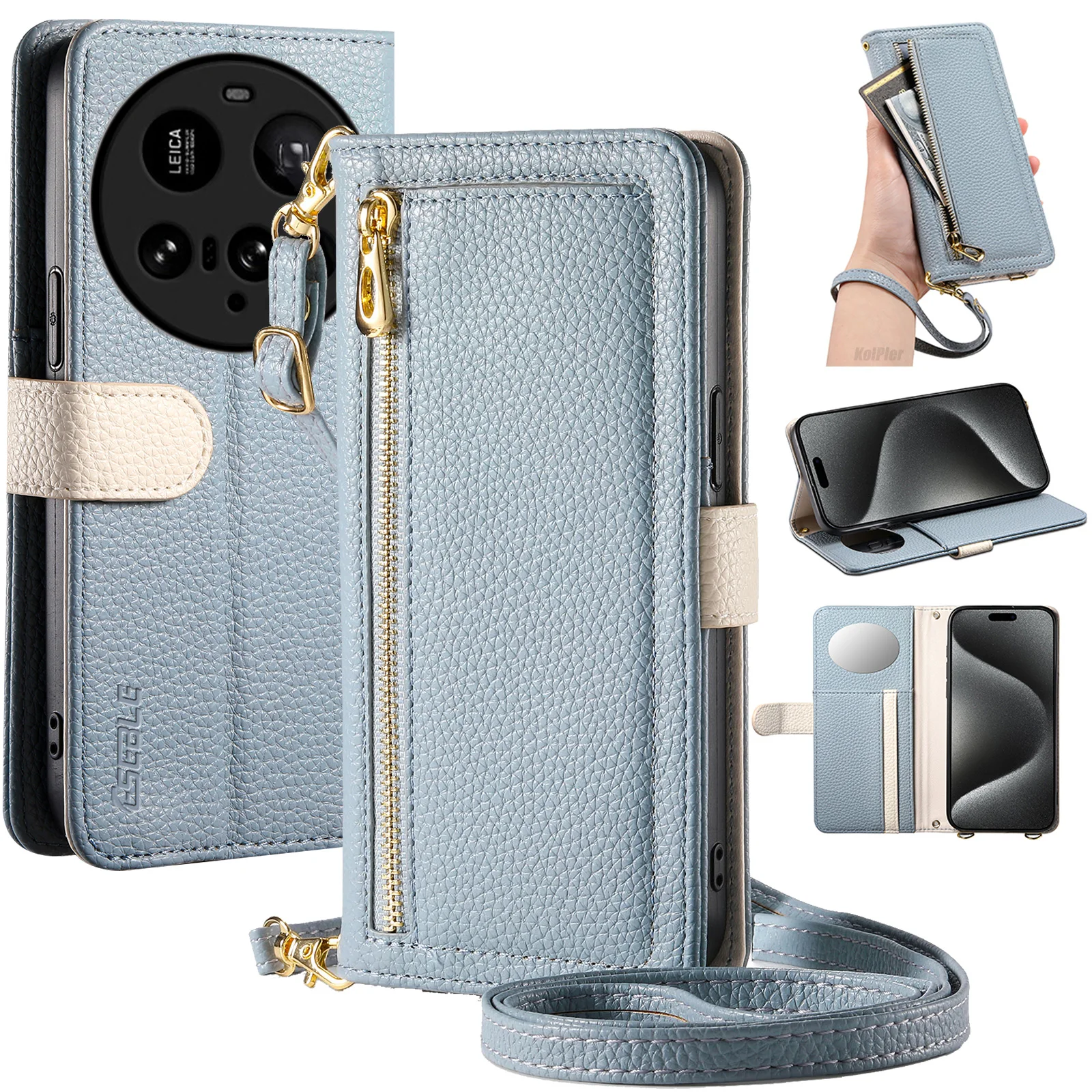 

Leather Wallet Case Crossbody Phone Pouch with Multiple Card Slots for Xiaomi MI 15 Ultra MI14Ultra 5G Flip Bag Cover