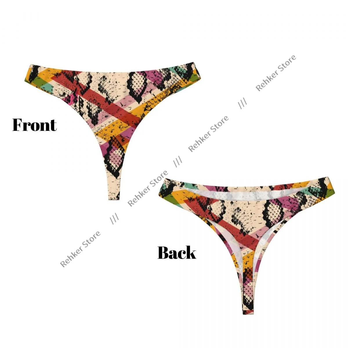 Ropa interior Sexy para mujer, Tanga con estampado Magenta negro de piel de serpiente, bragas