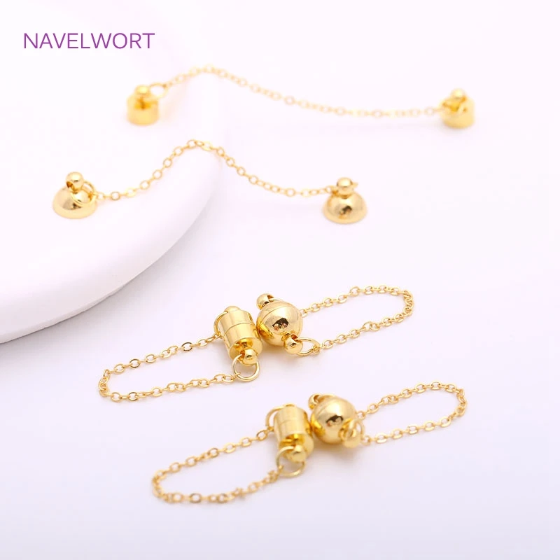 18K Gold Plating Brass Barrel/Round Ball Strong Magnetic Clasps For Bracelet Necklace End Connector DIY Jewelry Making Findings