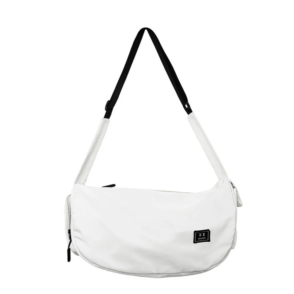 

Fashion Large Capacity Nylon Shoulder Bag Harajuku Solid Color Canvas Dumpling Bag Korean Style Commute Sports Crossbody Bag Men