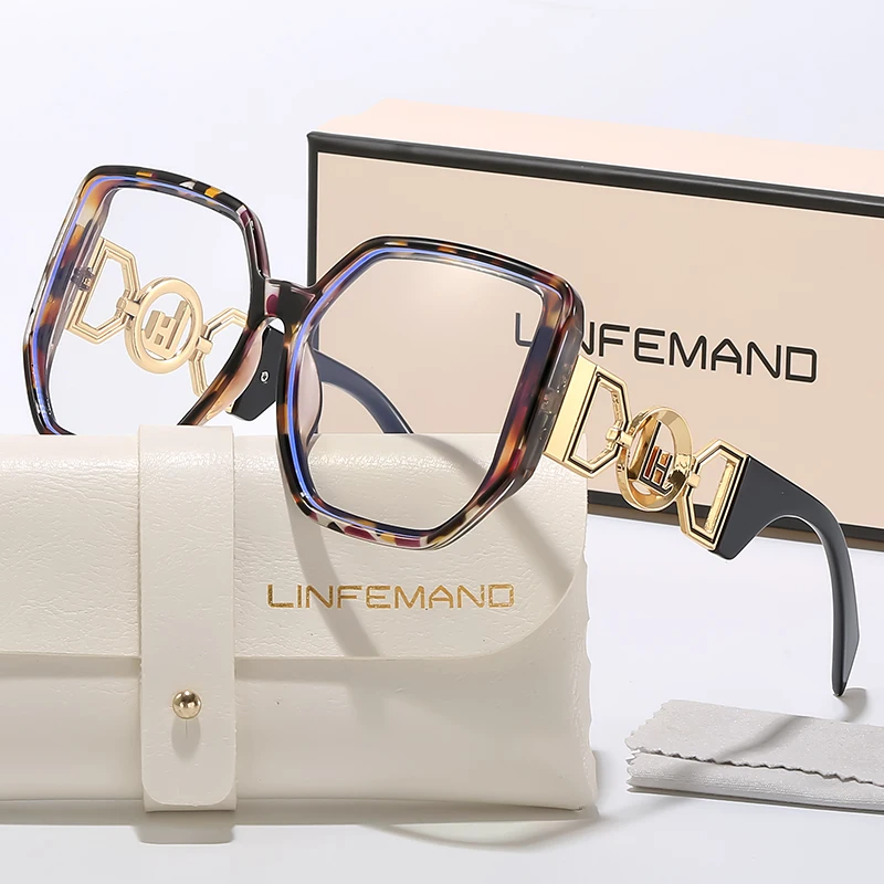LINFEMAND – lunettes carrées surdimensionnées anti-lumière bleue, conçues par une marque féminine de styliste pour un usage quotidien et une décoration, cadeaux de vacances