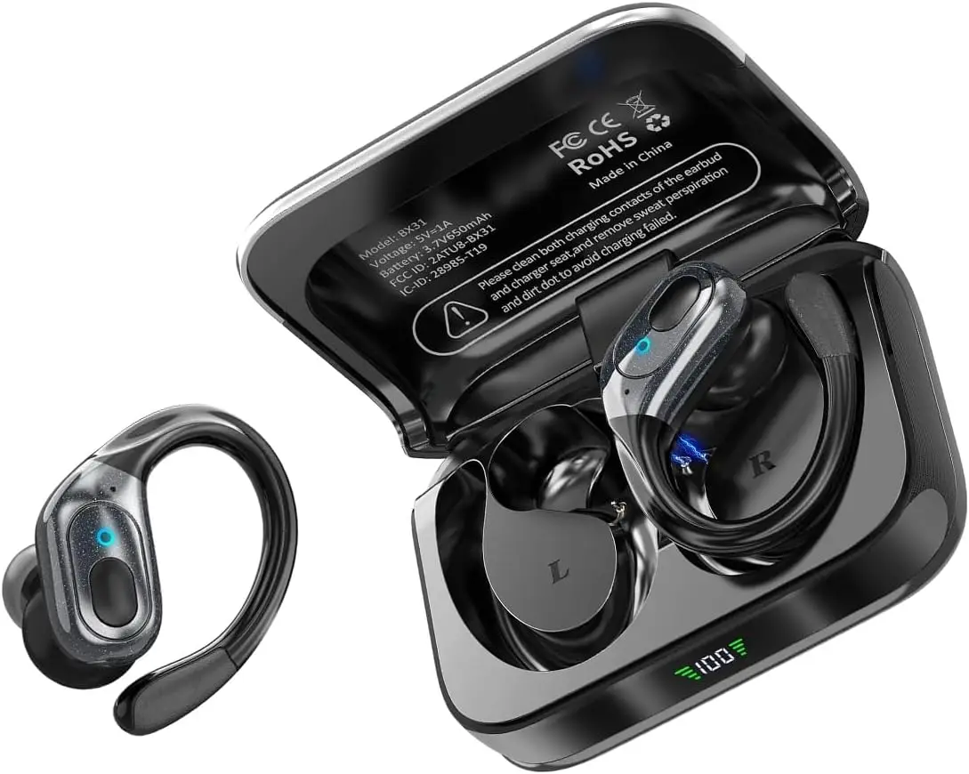 

Беспроводные наушники, Bluetooth-гарнитура, наушники-вкладыши с микрофоном с шумоподавлением ENC, стереозвук с глубокими басами, накладные наушники для занятий спортом