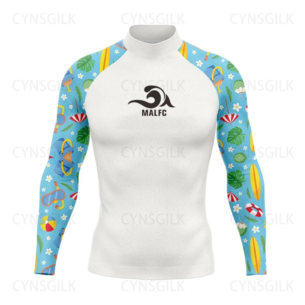 

Мужская одежда для серфинга MALFC, одежда для серфинга, купальник Rashguard, одежда для серфинга UPF 50, футболка с длинным рукавом для водного спорта, одежда для плавания и Сноркелинга