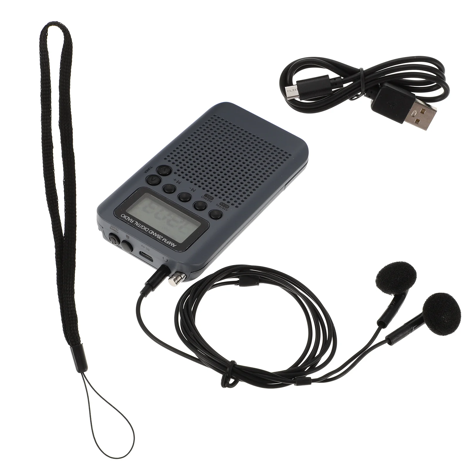 

Mini Portable Am Fm Radio ABS Plastic Pocket Radio Rechargeable LCD Screen External Speaker Noise Reduction
