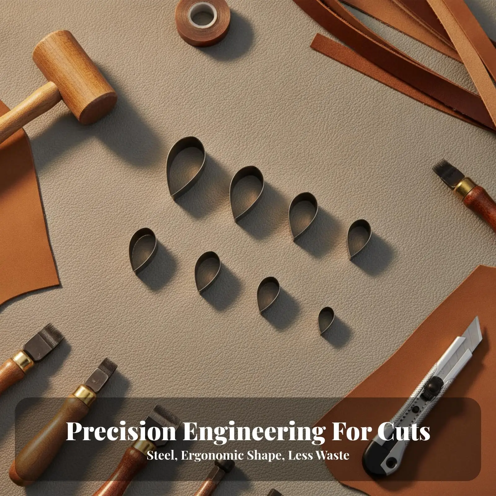 Metal Teardrop Leaf Cutting Die for Leather Craft Tool Stencil Punch DIY Leathercraft Kit with Box for Shoe Accessory Making