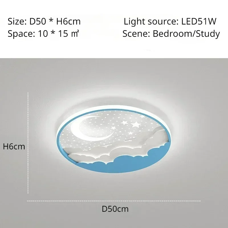 SANDYHA 현대 어린이용 LED 천장 램프, 침실 장식, 거실 조명, 반지 별 달 디자인, 아크릴 전등갓 2024