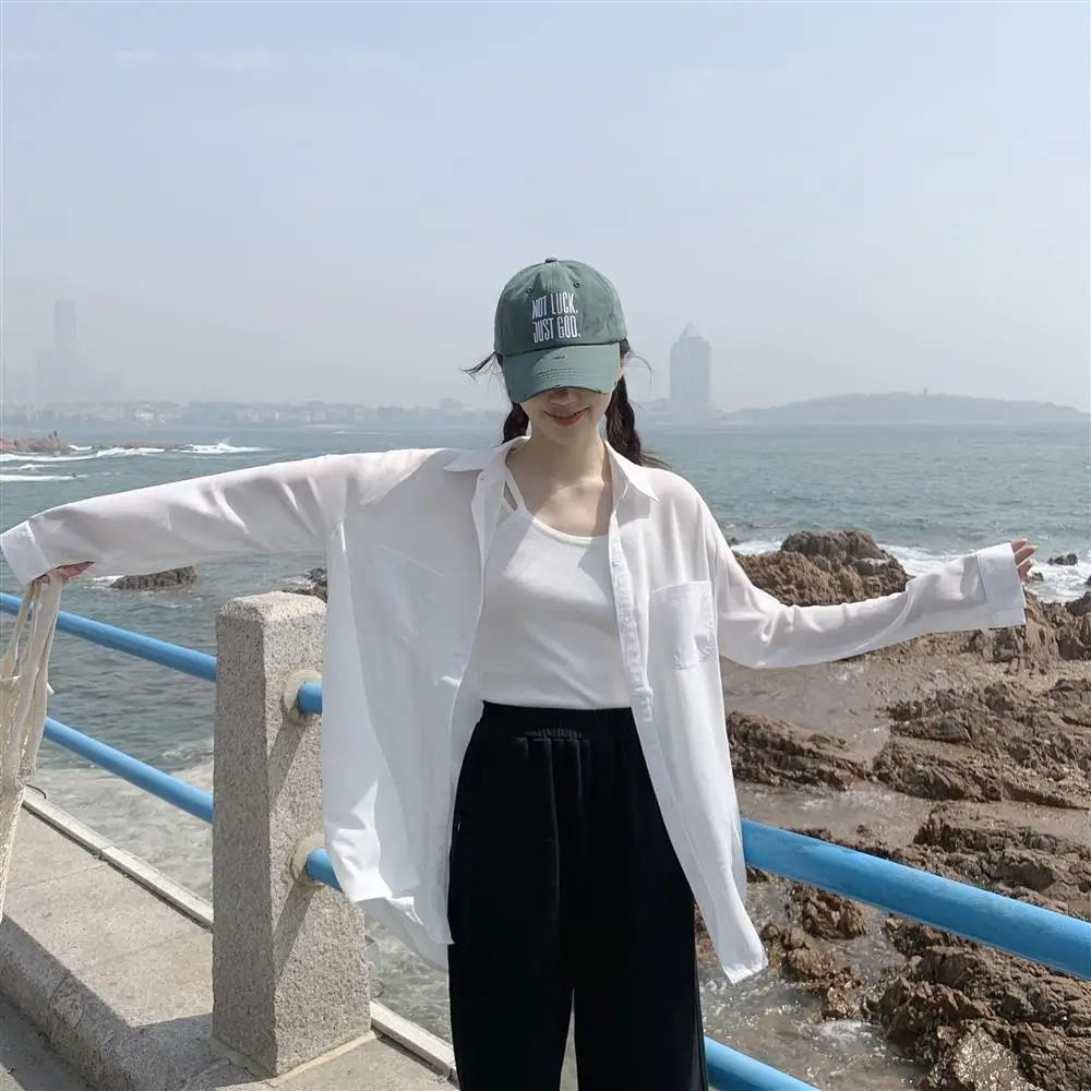White Chiffon Sunscreen Clothes for Women 2025 New Summer Long-sleeved Shirt Design Niche Thin Versatile Shirt Jacket