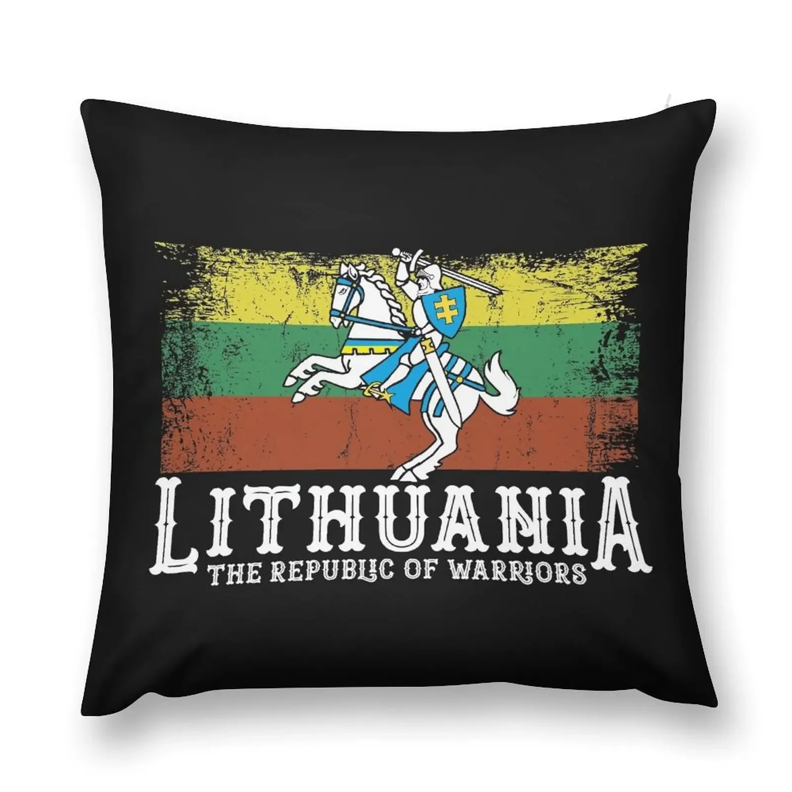 Lithuanian Flag and White Knight Coat of Arms Knight Lithuanian Symbols Throw Pillow christmas decorations for home 2025 pillow