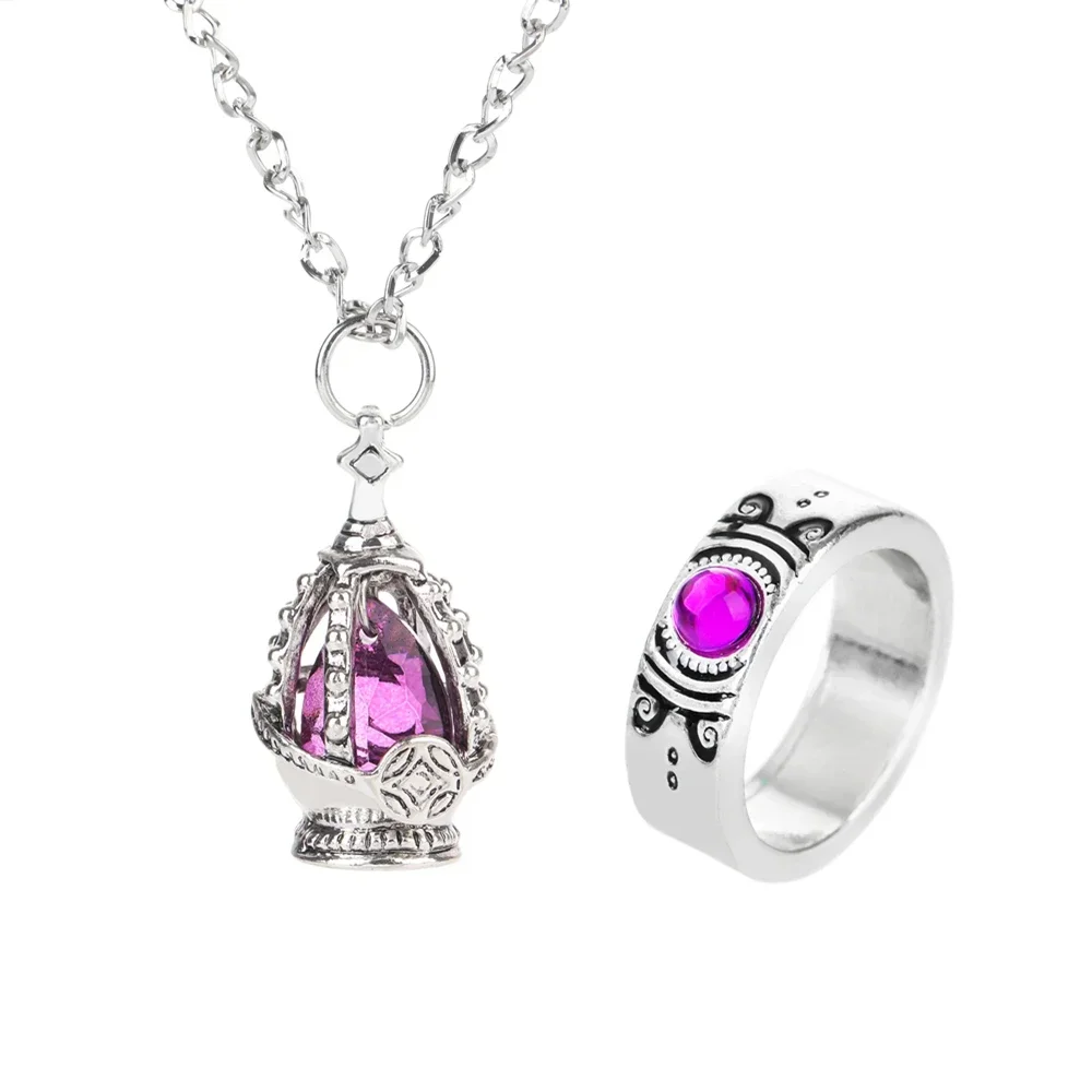 Anime Puella Magi Madoka Magica Soul Gem Necklace Crystal Pendant Ring Cosplay Costumes Lovers Jewelry Set Accessoies Prop 2024