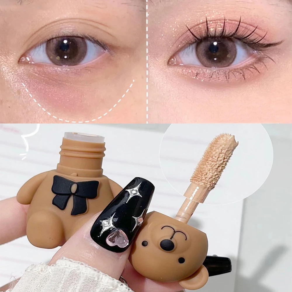 Cute Bear Face Makeup Concealer Stick Moisturizing Liquid Contouring Foundation Waterproof Full Cover Acne Dark Circles Cream