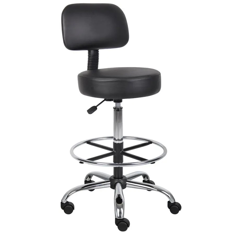 

Be Well Medical Spa Drafting Stool with Back, Black