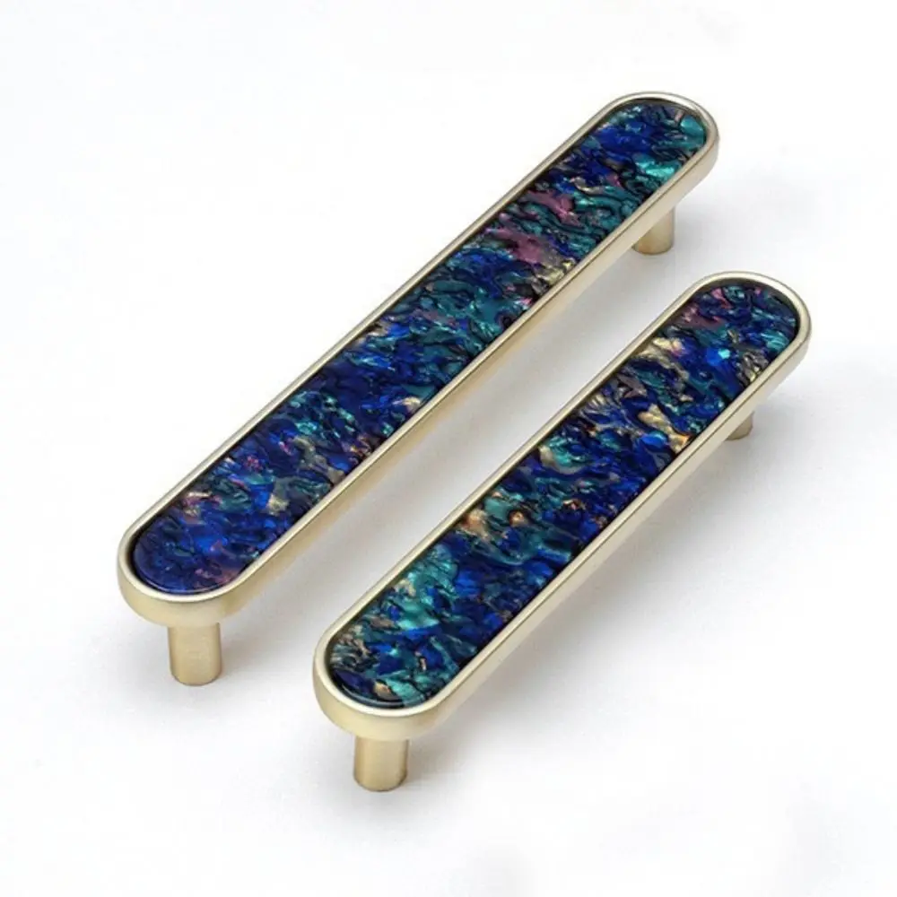 Gold Finish Cabinet Handle Zinc Alloy New Zealand Pearl Shell Door Handle Brass Polychrome Shell Nordic Style Drawer Handle