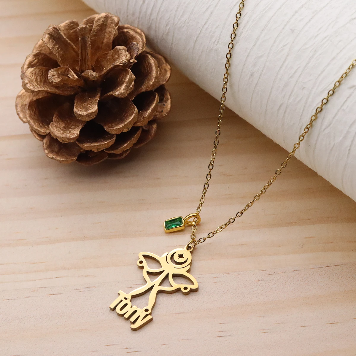 

Todorova Custom Name Angel Wings Fairy Necklace For Women Girls Stainless Steel Cute Hollow Pendant Choker Jewelry Gift