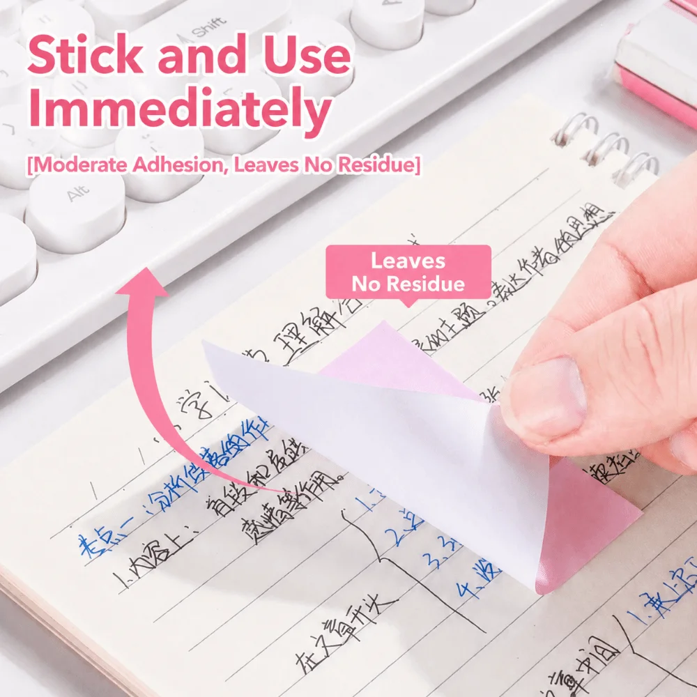 300pcs Multi-functional Gradient Color Sticky Notes Removable No Residue Sticky Memo Tabs Square Sticky Note Pads Annotation