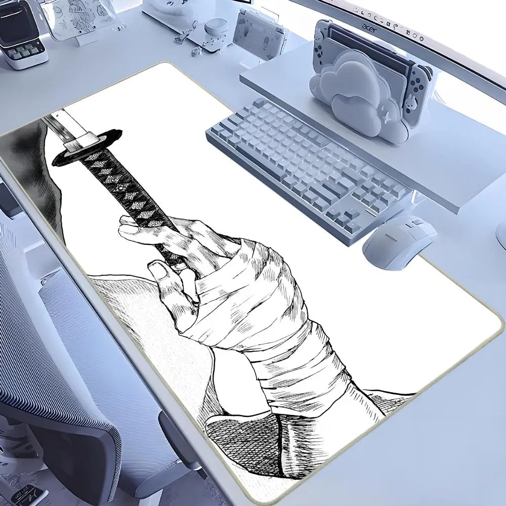 Mouse pad black Japanese samurai sword desk pad XXL Large Office Computer Mousepad Pc Accessories Rubber Keyboard Desk Mat 90x40