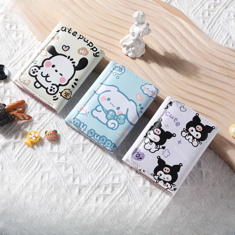 Sanrio Coin Purse Cinnamoroll My Melody Kuromi Cinnnamoroll Y2K Wallet Keychain Bags Card Holder Clutch Pouch Girls Gift