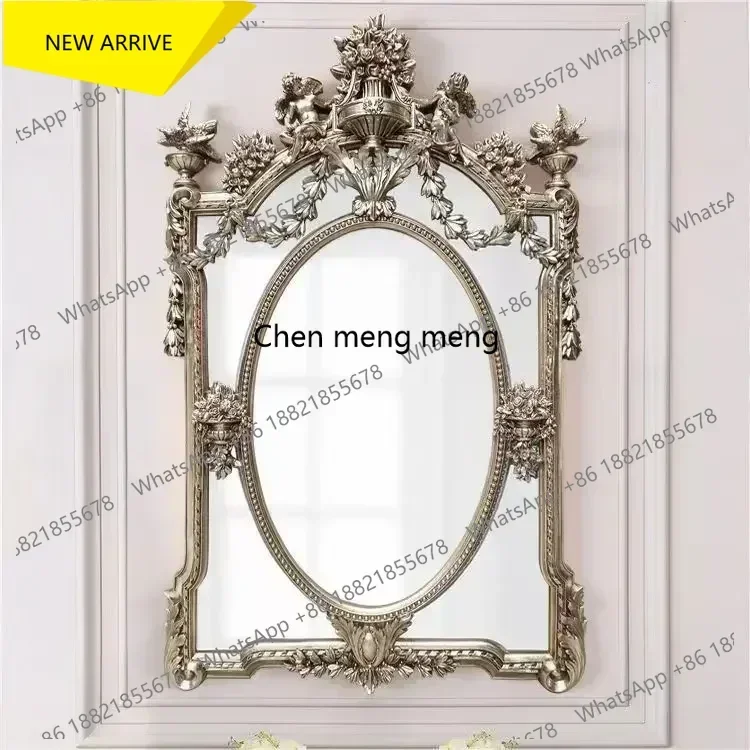 YL17  European-Style Retro Fireplace Decorative Mirror Angel Carving French Carved Wall Hanging Villa Corridors Hallway Mirror
