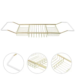 Golden Adjustable Stretchable Anti Slip Bath Tub Rack Portable Telescopic Shower ganizer Stainless Steel Bath Tray For Bathtub
