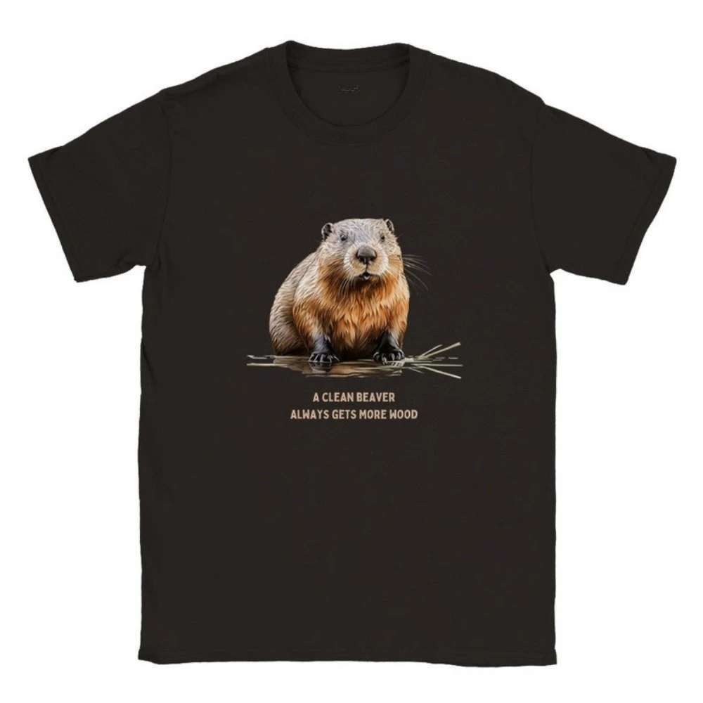 Beaver T-Shirt A Clean Beaver Always Gets More Wood High Quality Graphic T Shirts  Tee Beaver Lover Gift Short-sleev Tops