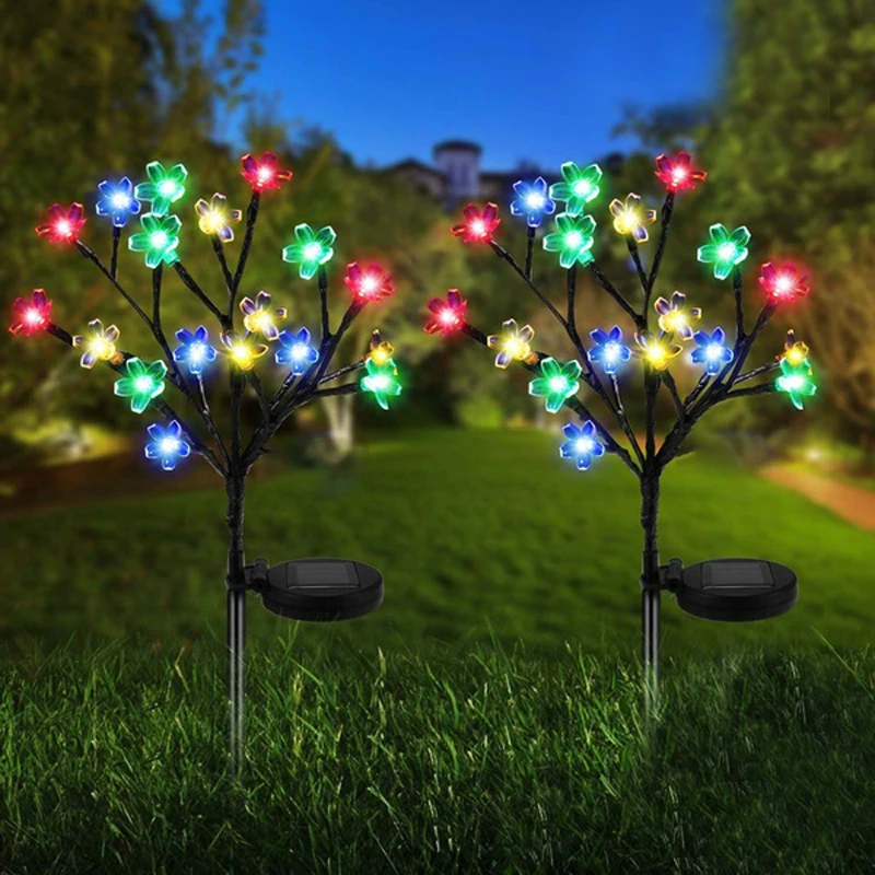 

20LED Solar Power Fairy Lights Outdoor Landscape Cherry Tree Solar Lights for Pathway Patio Yard Deck Walkway