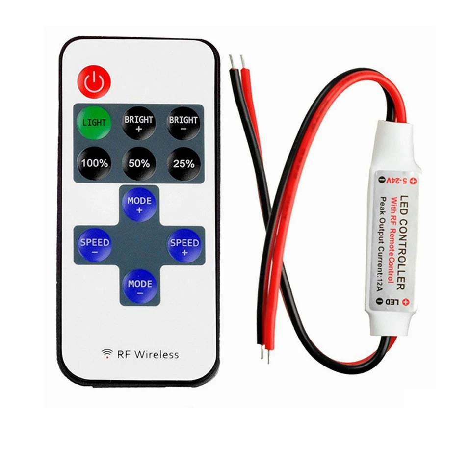 12V Led Dimmer Controller 11key DC 5V 12V 24 V RF Wireless Remote Control for LED Strip Light Single Color Intelligent Memory