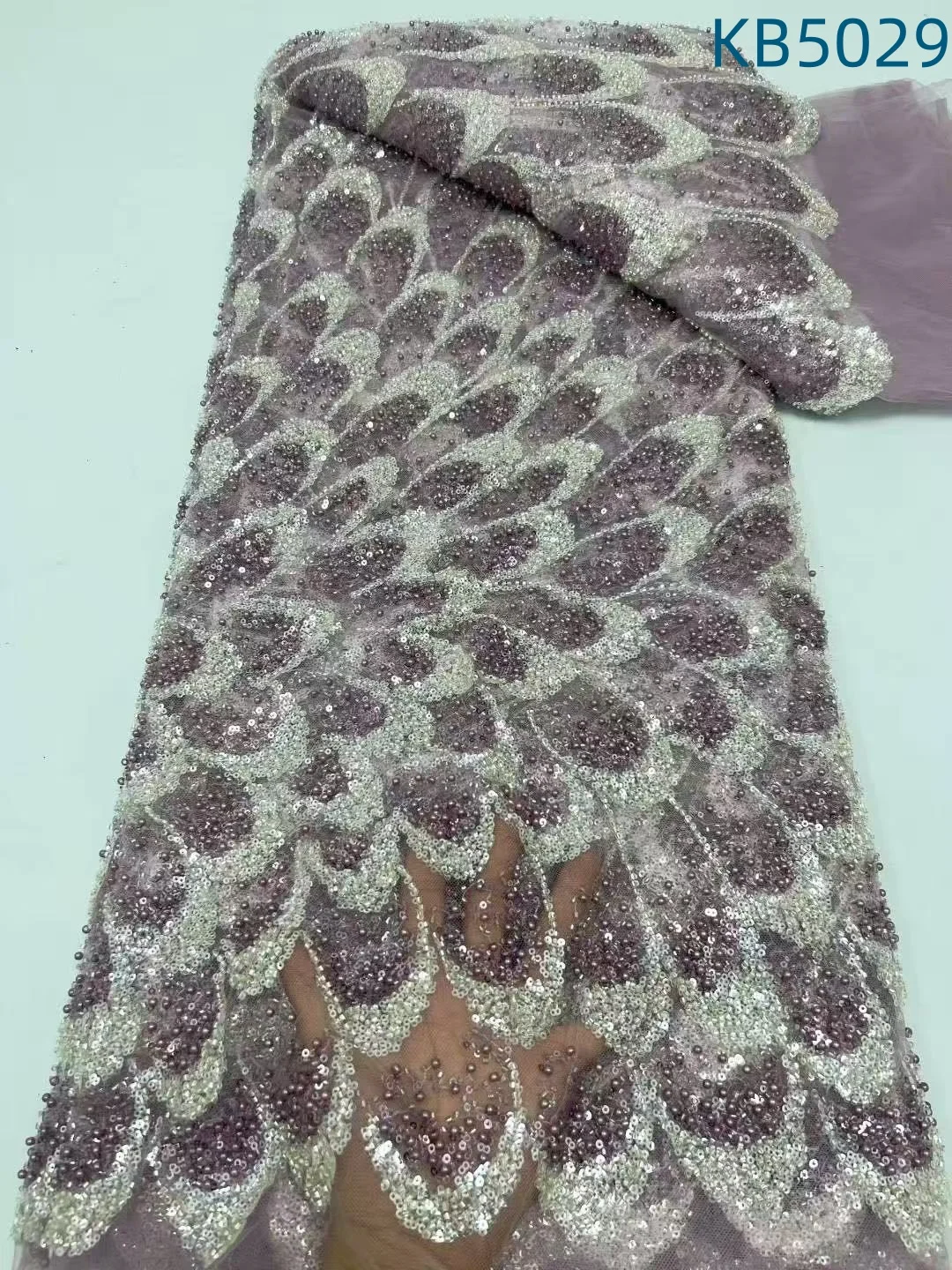 Verde frisado bordado tecidos de renda tecido renda africana 5 metros alta qualidade 2025 lantejoulas tule tecido renda para costura kb4839