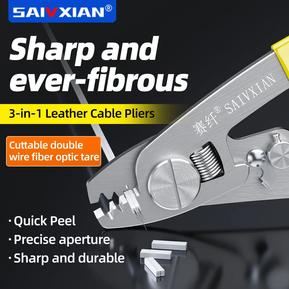 SAIVXIAN 3-In-1 Peelable Wire Three Mouth Miller Fiber Optic Stripping Pliers Multifunctional Stripper Jumper Pigtails