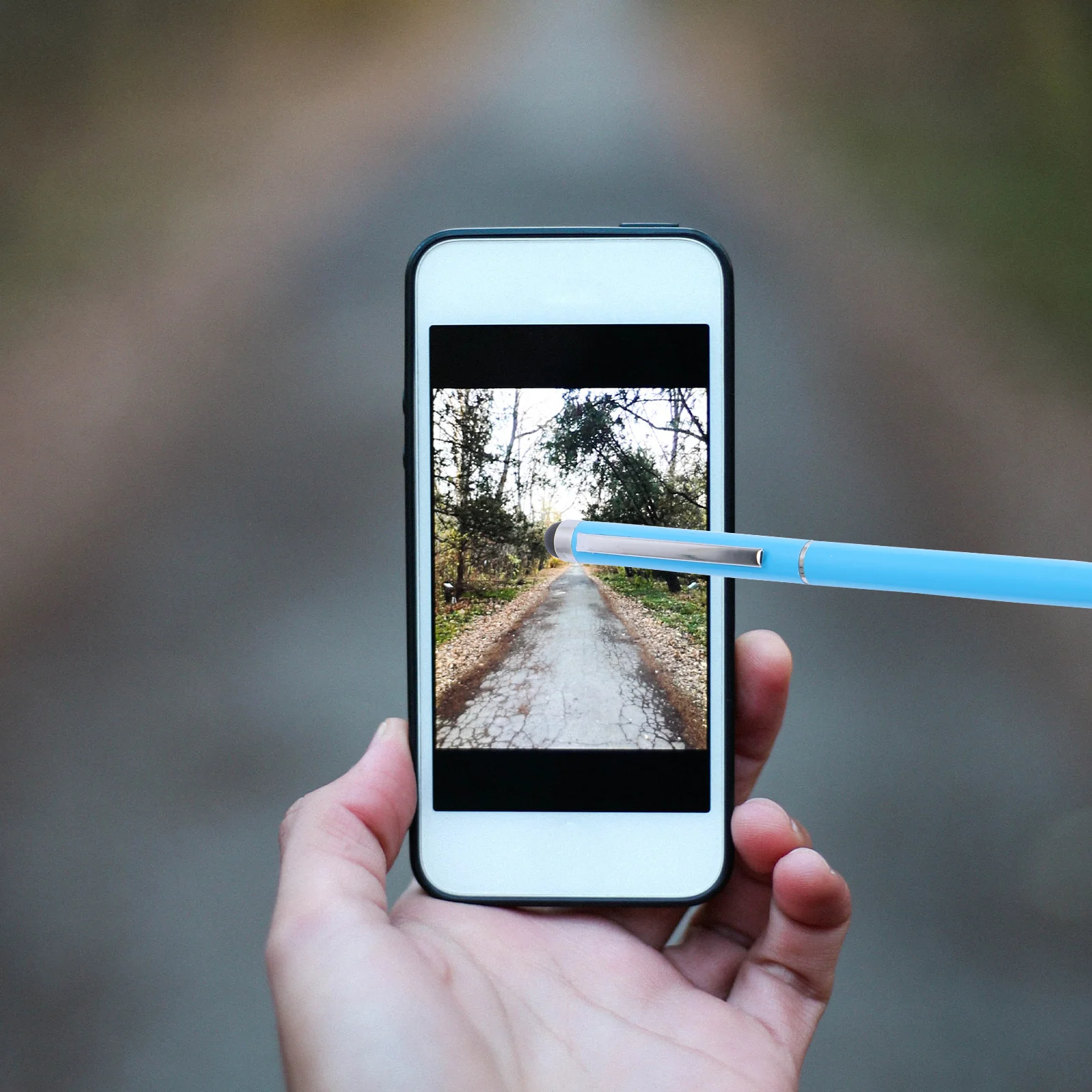 

Универсальный емкостный сенсорный стилус 2-в-1 Sky-Blue, двойная шариковая ручка для смартфона, гладкая и точная