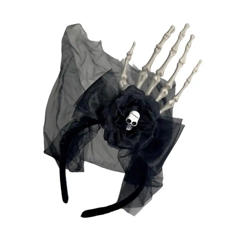 Gotische stijl verstelbare Halloween -haarband met skelet handmesh ontwerp hoofdbanden haaraccessoires voor vrouwen Mannen H7EF